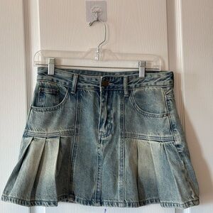 Denim Pleated Skirt